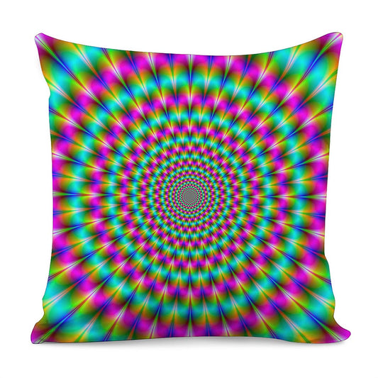 Psychedelic Rave Optical Illusion Pillow Cover