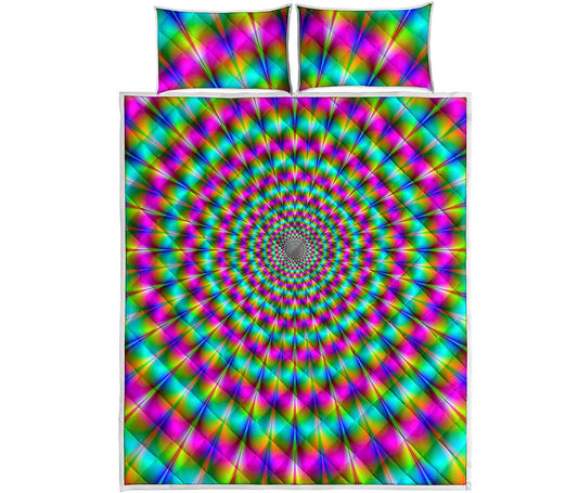 Psychedelic Rave Optical Illusion Quilt Bed Set
