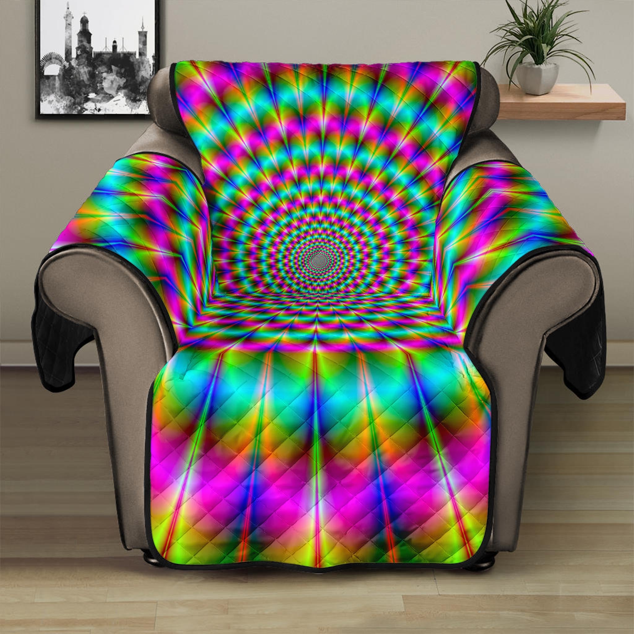 Psychedelic Rave Optical Illusion Recliner Protector