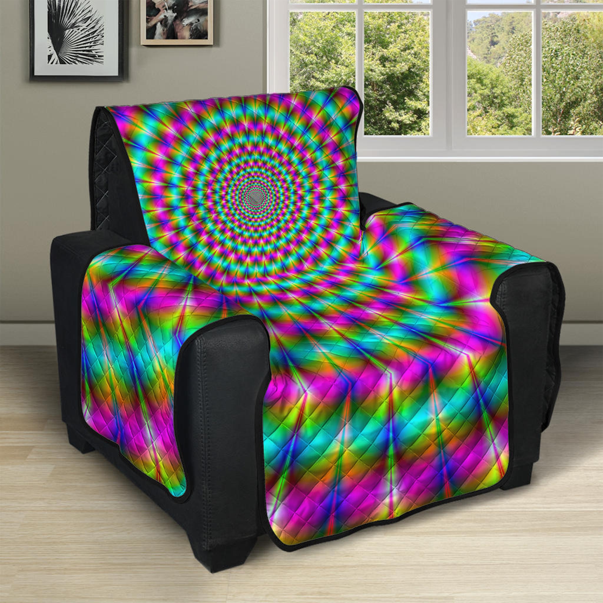 Psychedelic Rave Optical Illusion Recliner Protector