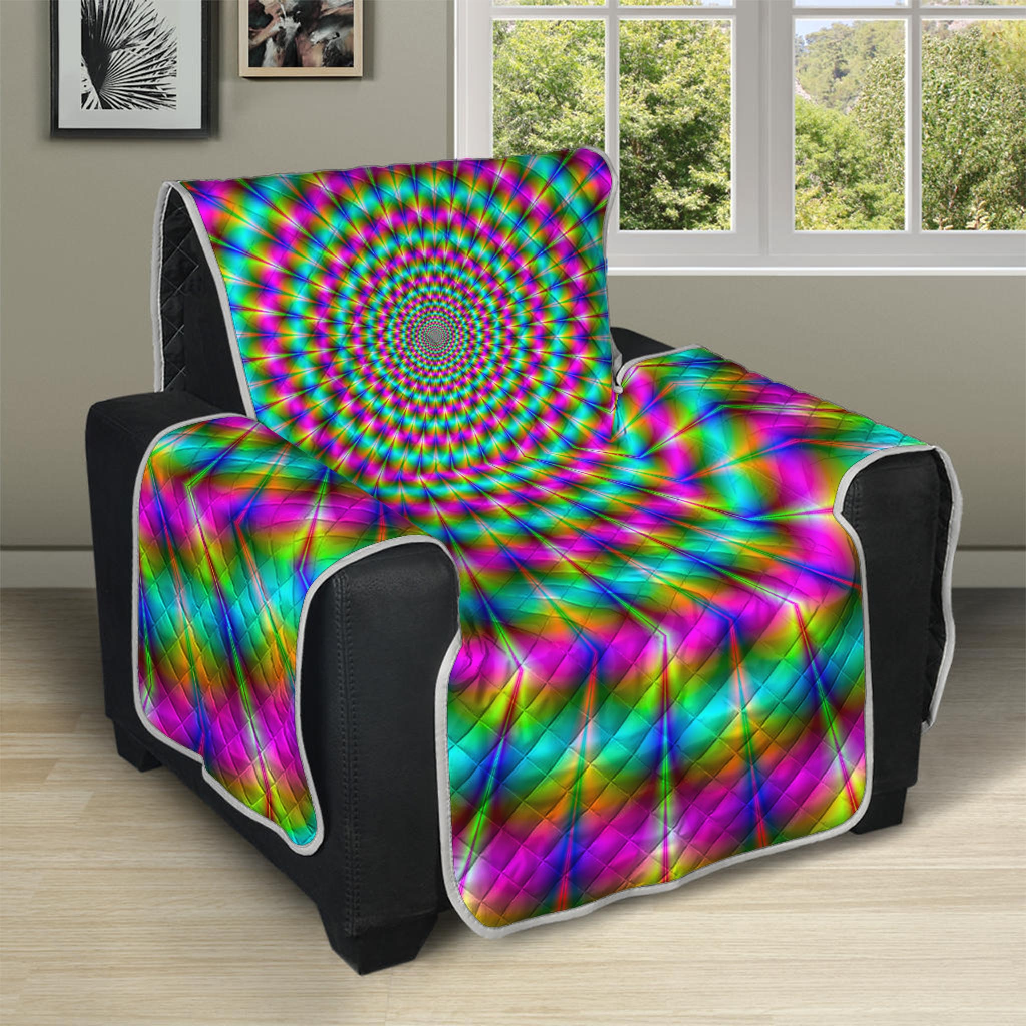 Psychedelic Rave Optical Illusion Recliner Protector