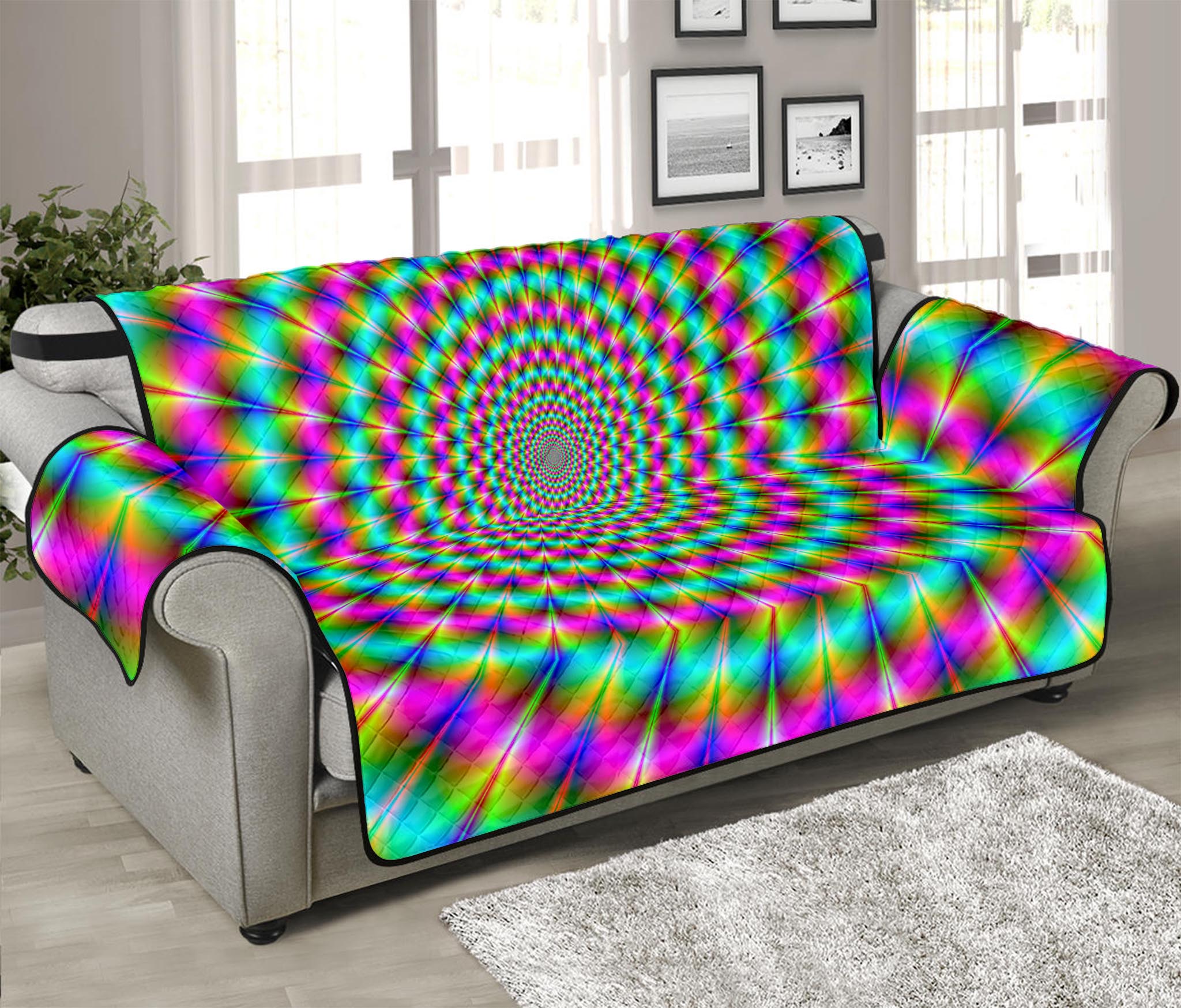 Psychedelic Rave Optical Illusion Sofa Protector