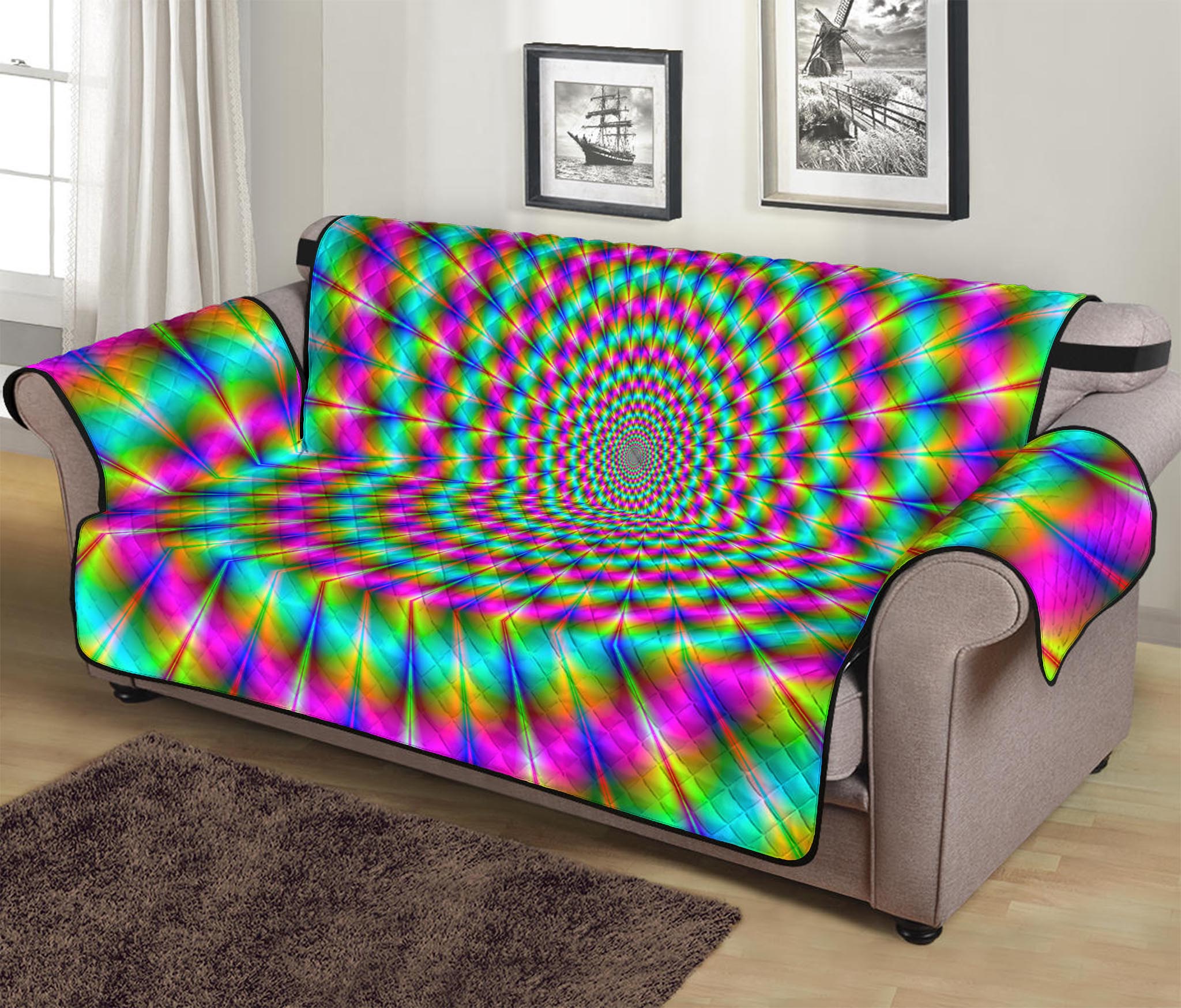 Psychedelic Rave Optical Illusion Sofa Protector