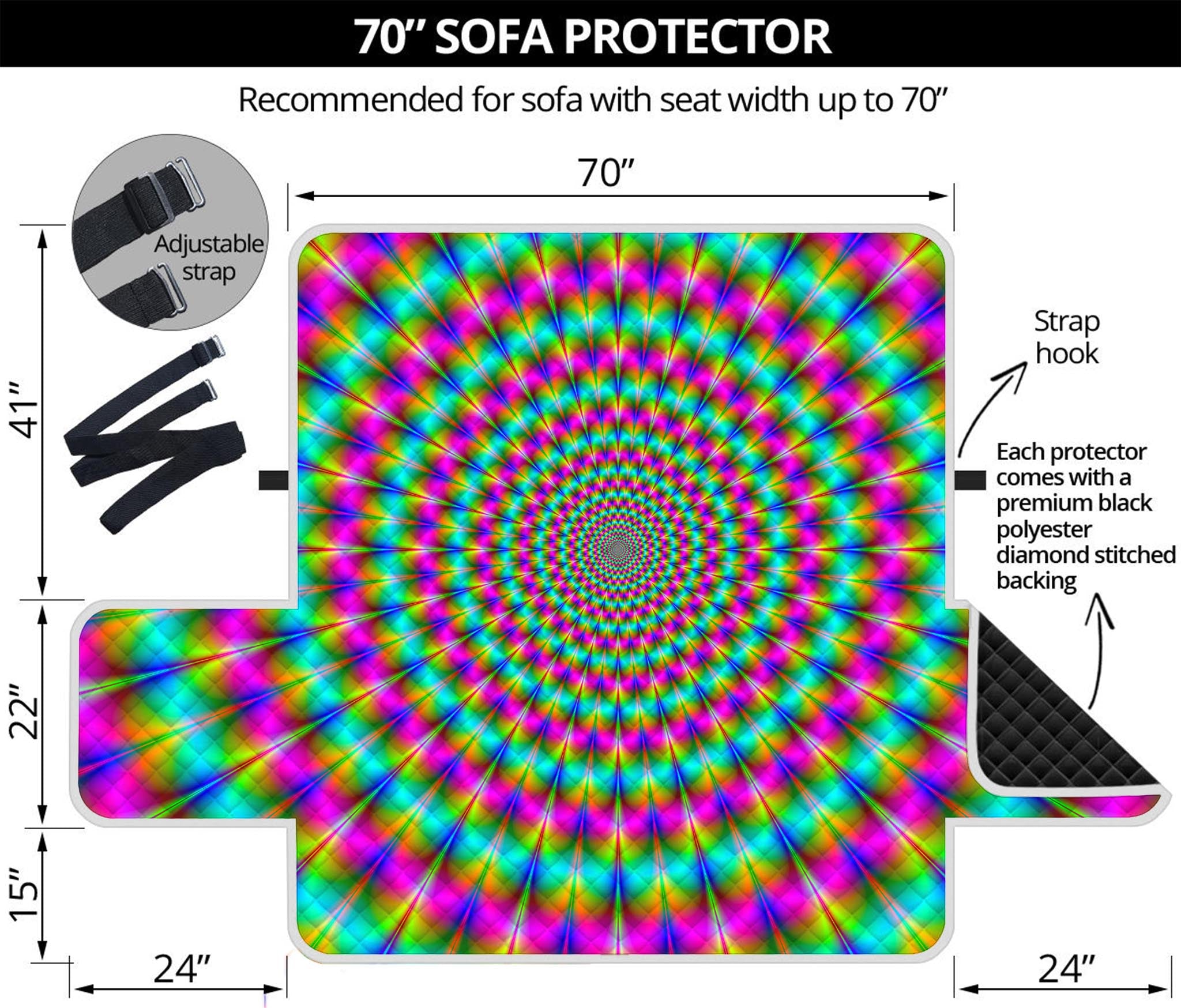 Psychedelic Rave Optical Illusion Sofa Protector