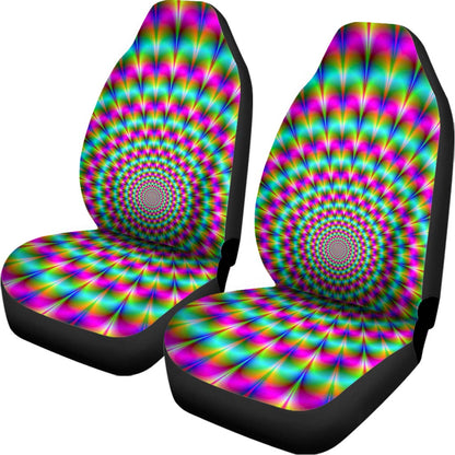 Psychedelic Rave Optical Illusion Universal Fit Car Seat Covers