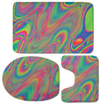 Psychedelic Rave Print 3 Piece Bath Mat Set