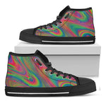 Psychedelic Rave Print Black High Top Shoes