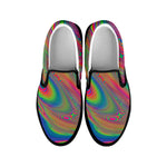 Psychedelic Rave Print Black Slip On Shoes