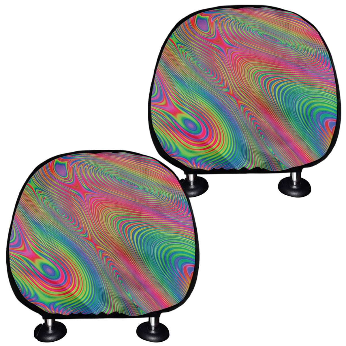 Psychedelic Rave Print Car Headrest Covers
