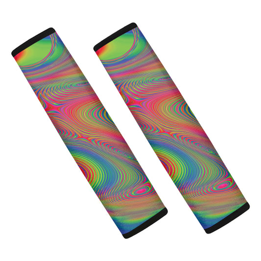 Psychedelic Rave Print Car Seat Belt Covers
