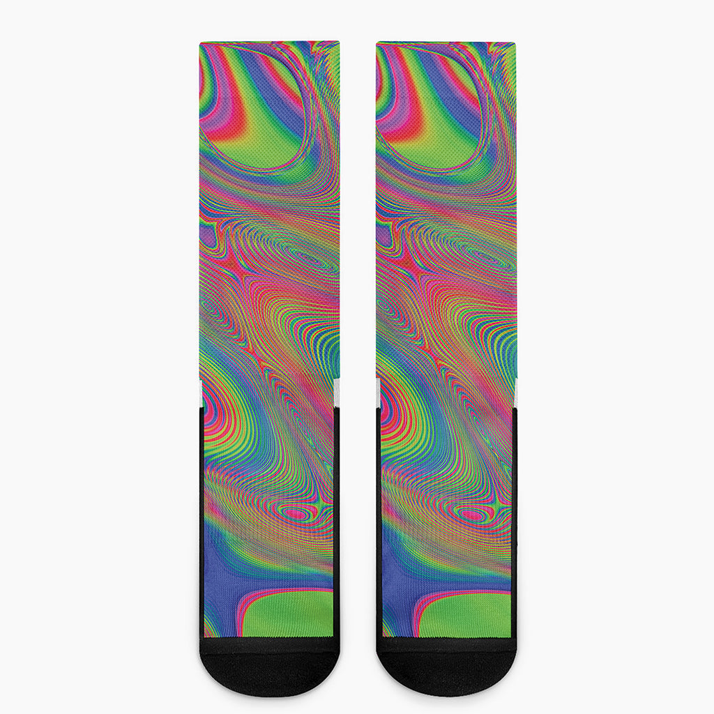 Psychedelic Rave Print Crew Socks