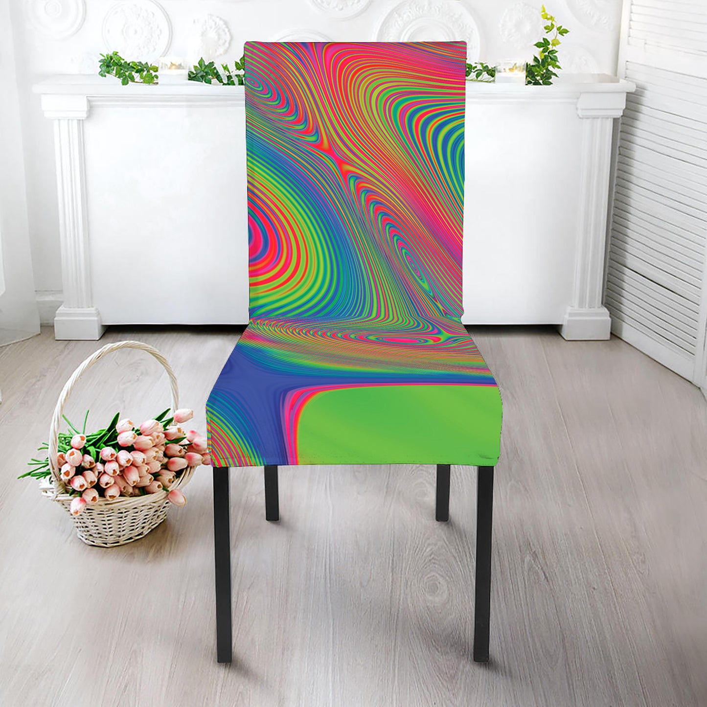 Psychedelic Rave Print Dining Chair Slipcover
