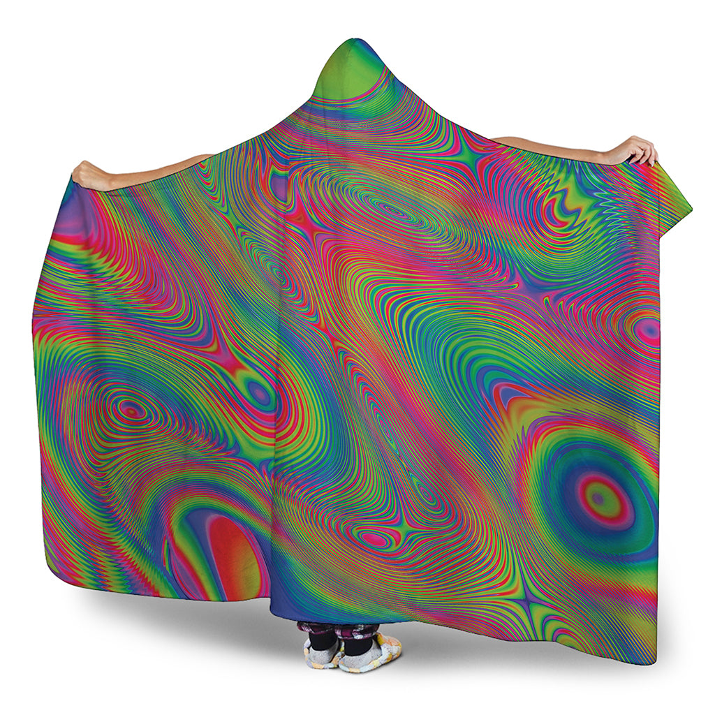 Psychedelic Rave Print Hooded Blanket