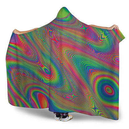Psychedelic Rave Print Hooded Blanket