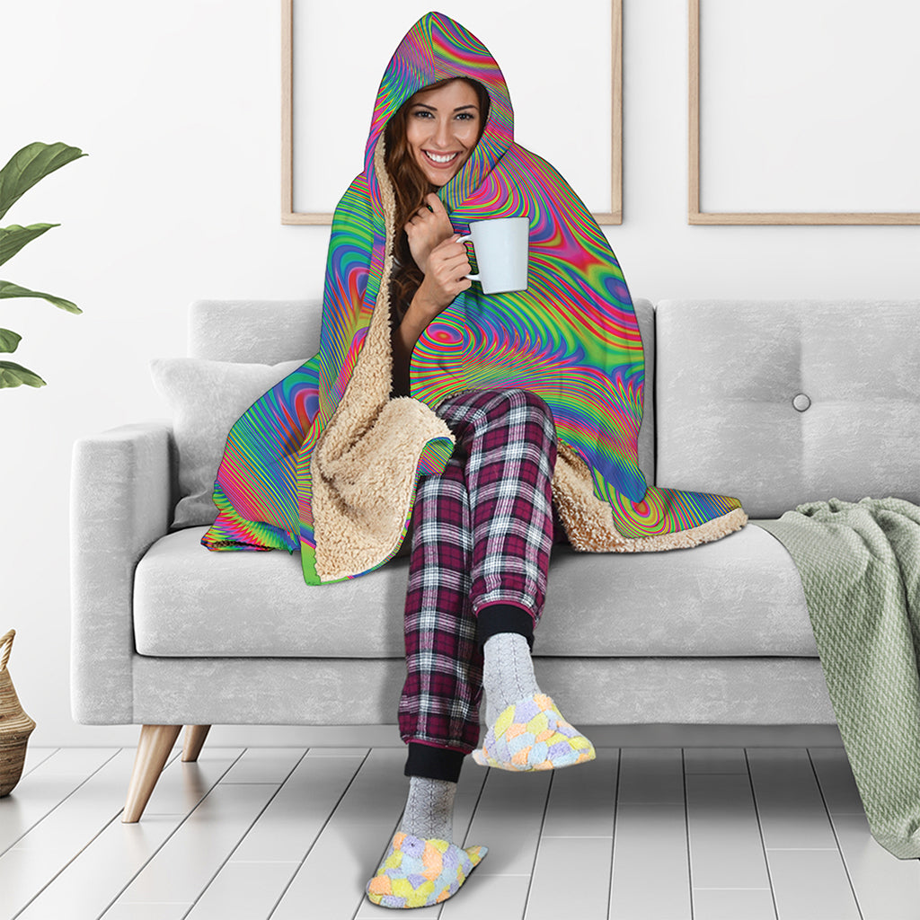 Psychedelic Rave Print Hooded Blanket