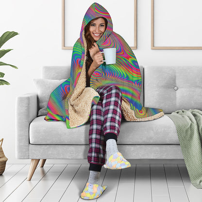 Psychedelic Rave Print Hooded Blanket