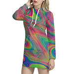 Psychedelic Rave Print Hoodie Dress