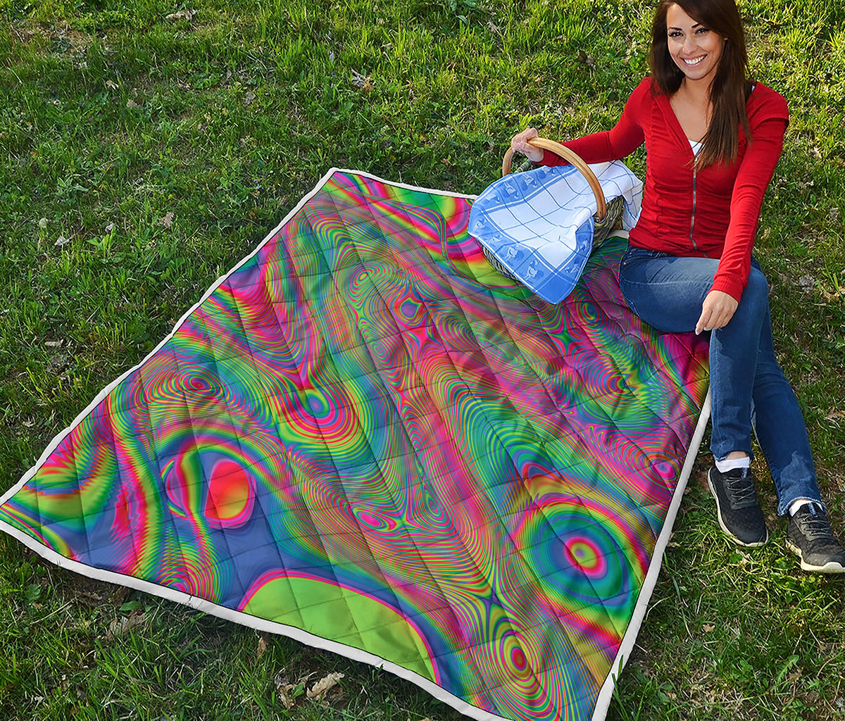 Psychedelic Rave Print Quilt