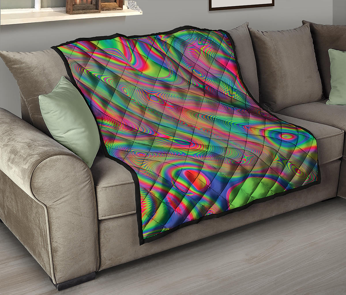 Psychedelic Rave Print Quilt