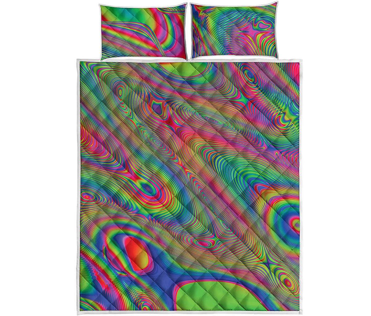 Psychedelic Rave Print Quilt Bed Set