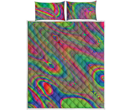 Psychedelic Rave Print Quilt Bed Set