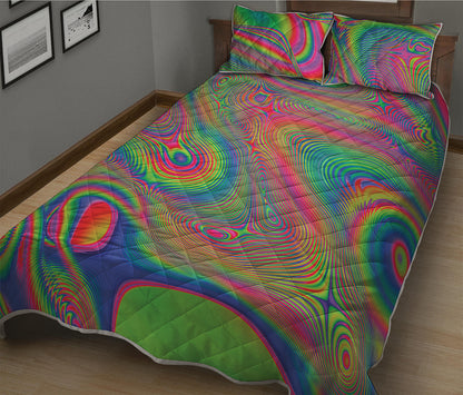 Psychedelic Rave Print Quilt Bed Set