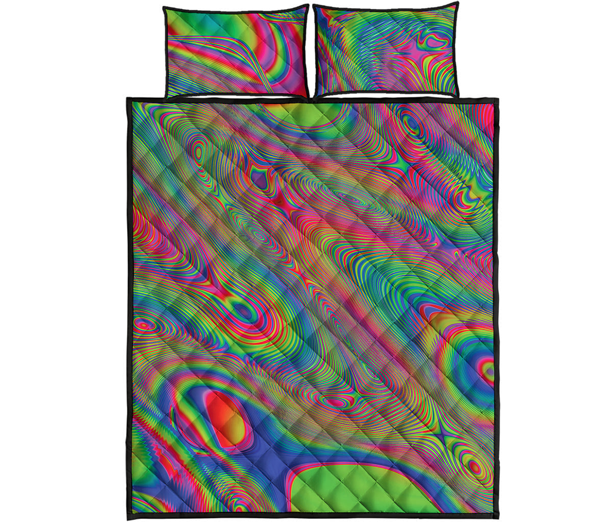 Psychedelic Rave Print Quilt Bed Set