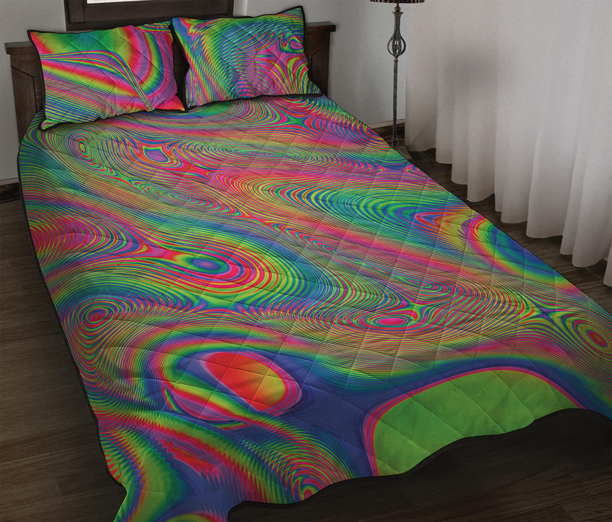Psychedelic Rave Print Quilt Bed Set
