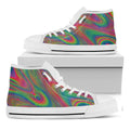 Psychedelic Rave Print White High Top Sneakers