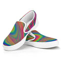 Psychedelic Rave Print White Slip On Sneakers