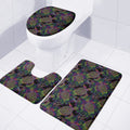 Psychedelic Sea Turtle Pattern Print 3 Piece Bath Mat Set