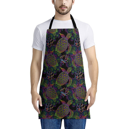 Psychedelic Sea Turtle Pattern Print Apron