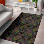 Psychedelic Sea Turtle Pattern Print Area Rug