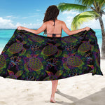 Psychedelic Sea Turtle Pattern Print Beach Sarong Wrap