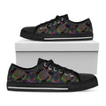 Psychedelic Sea Turtle Pattern Print Black Low Top Sneakers