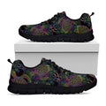 Psychedelic Sea Turtle Pattern Print Black Running Shoes