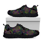 Psychedelic Sea Turtle Pattern Print Black Sneakers