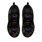 Psychedelic Sea Turtle Pattern Print Black Sneakers