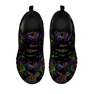 Psychedelic Sea Turtle Pattern Print Black Sneakers