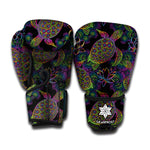 Psychedelic Sea Turtle Pattern Print Boxing Gloves