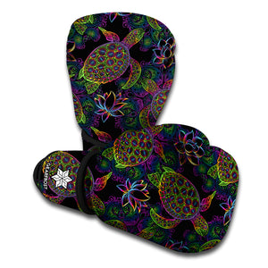 Psychedelic Sea Turtle Pattern Print Boxing Gloves