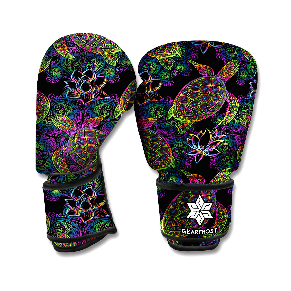 Psychedelic Sea Turtle Pattern Print Boxing Gloves