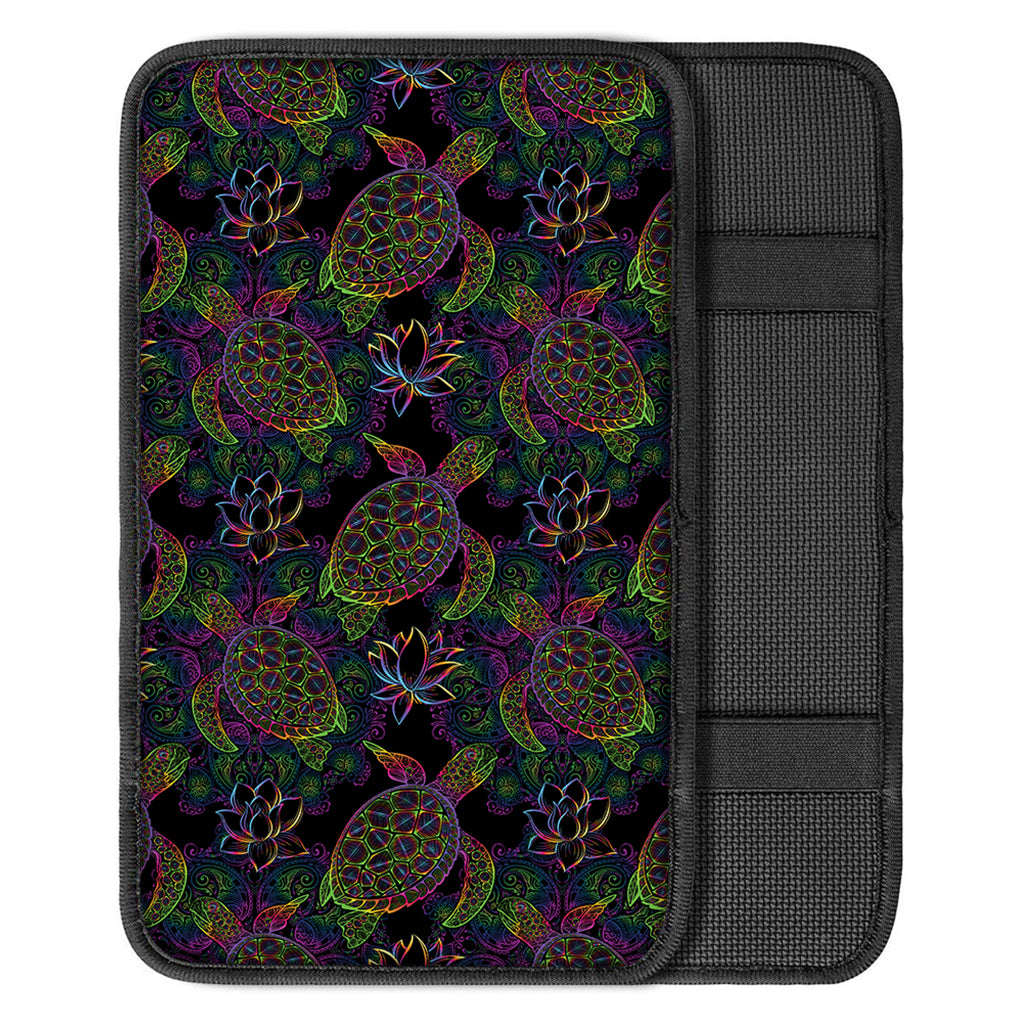 Psychedelic Sea Turtle Pattern Print Car Center Console Cover