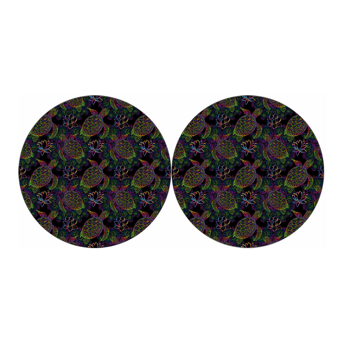 Psychedelic Sea Turtle Pattern Print Car Coasters
