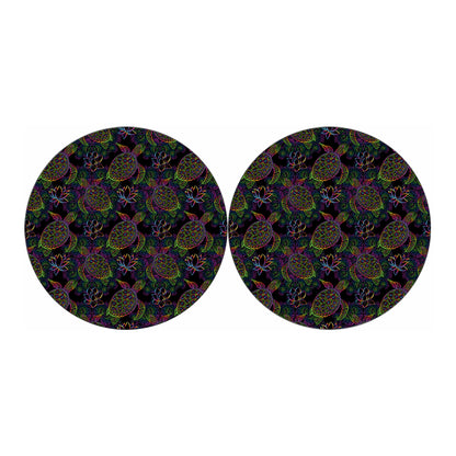 Psychedelic Sea Turtle Pattern Print Car Coasters