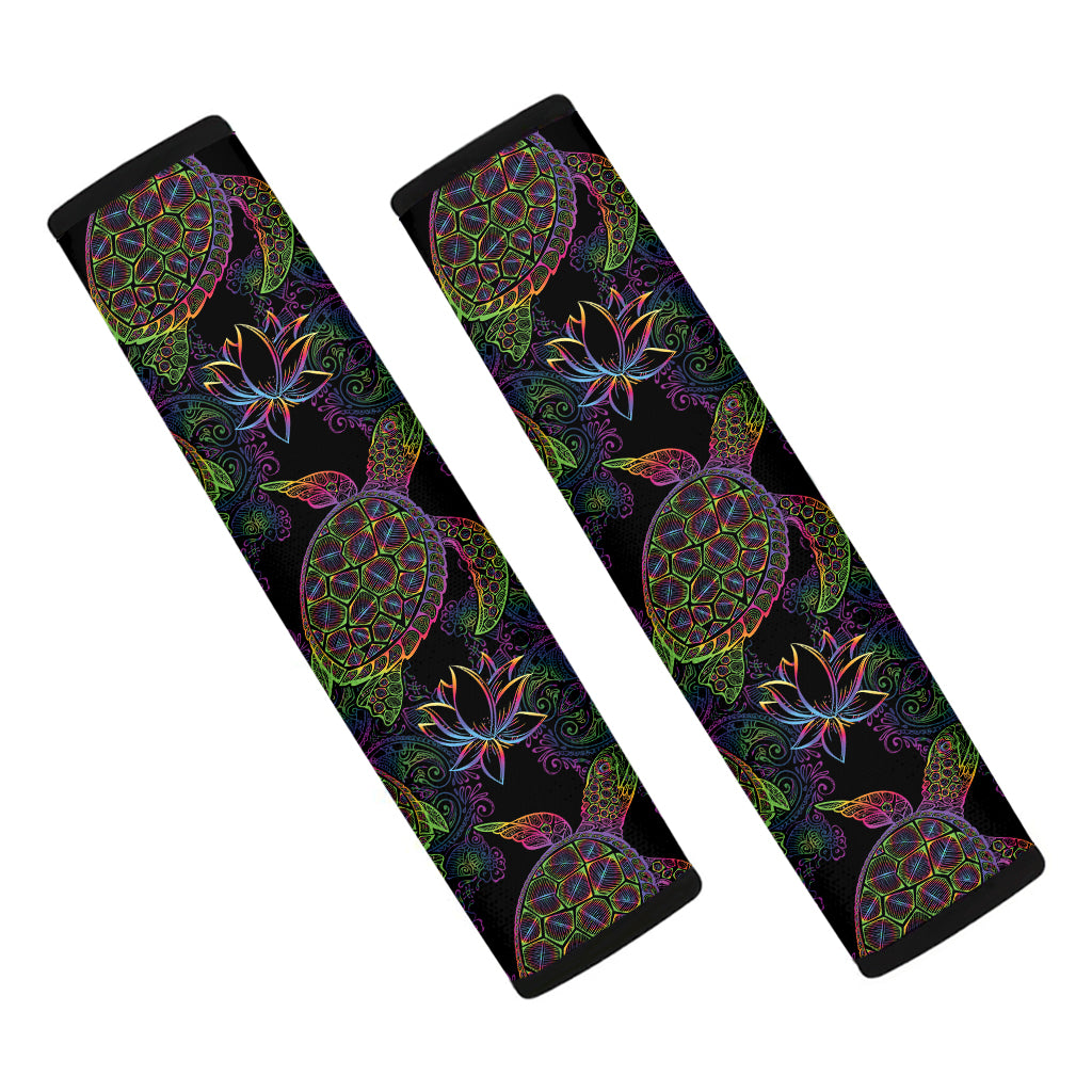 Psychedelic Sea Turtle Pattern Print Car Seat Belt Covers