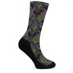 Psychedelic Sea Turtle Pattern Print Crew Socks