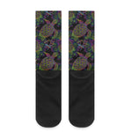 Psychedelic Sea Turtle Pattern Print Crew Socks