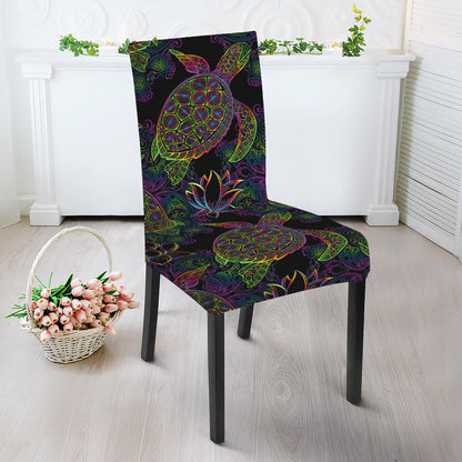 Psychedelic Sea Turtle Pattern Print Dining Chair Slipcover
