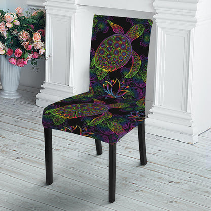 Psychedelic Sea Turtle Pattern Print Dining Chair Slipcover